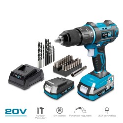 Hammer drill and screwdriver kit with 2 batteries and charger