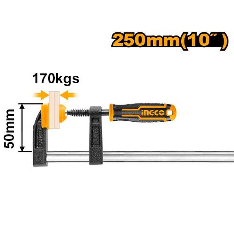 INGCO single-hand clamp 50x250 mm