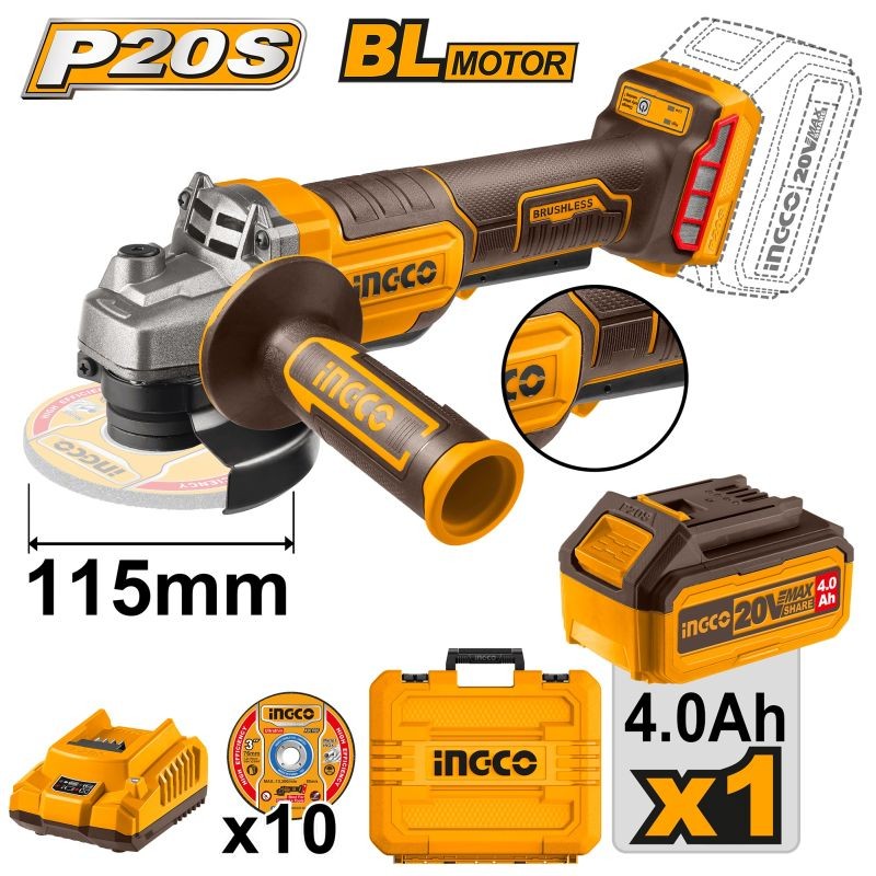 INGCO brushless 115mm grinder pack