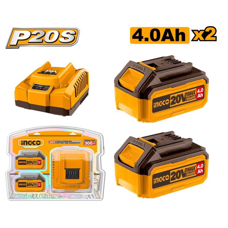 Pack 2 baterias INGCO 20V + cargador