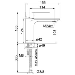 Monomando para lavabo INOA alto cromo