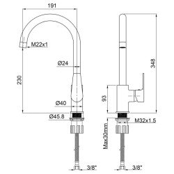 EBRO single-lever mixer for chrome sink